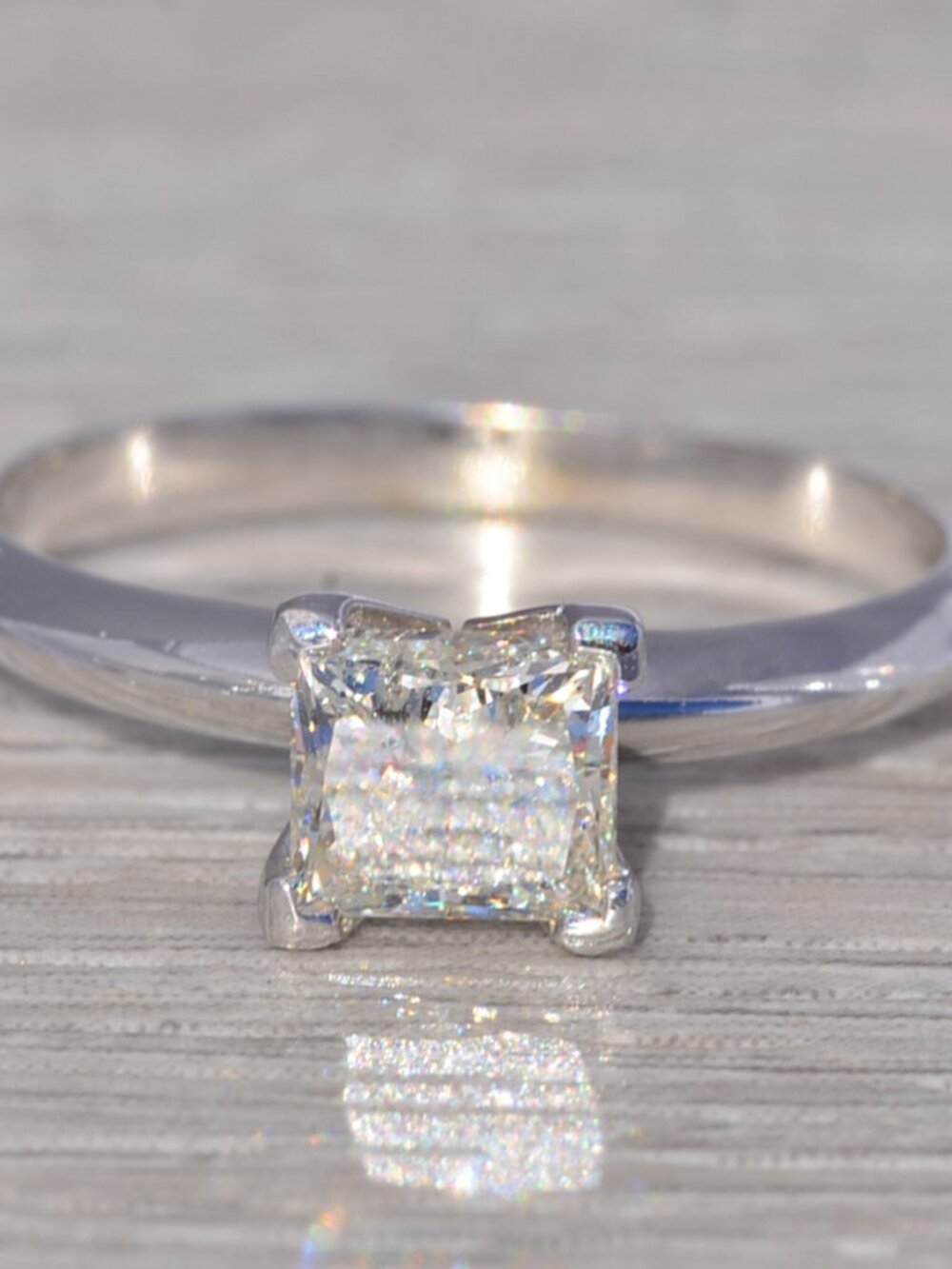 Princess-Cut Diamond Solitaire Ring in White Gold